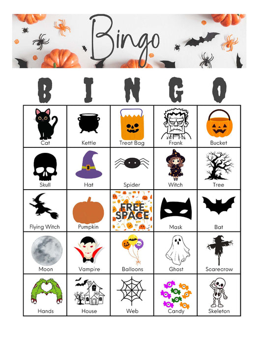 Halloween Bingo Card Set of 50 Printable 2 per page