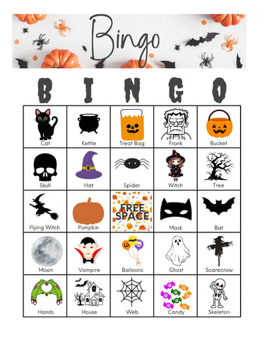 Halloween Bingo Card Set of 50 Printable single pages