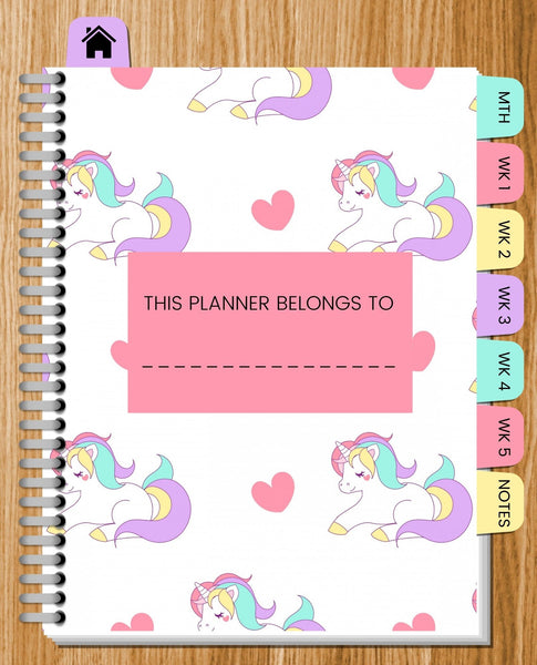 Undated Unicorm Monthly Digital Planner