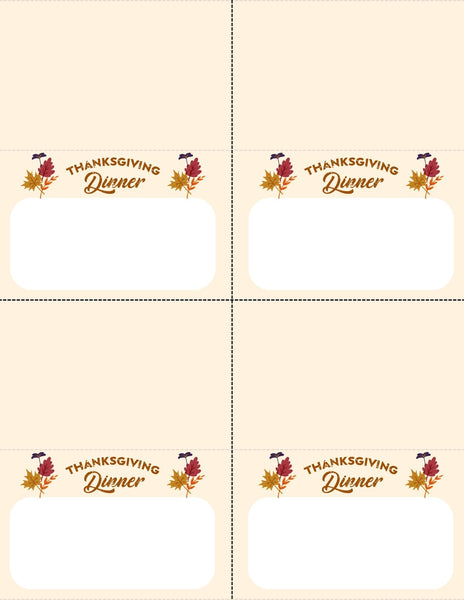 Thanksgiving Place Cards and Letter Stickers