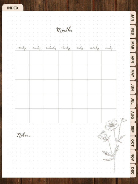 2024 Digital Bullet Journal in Brown Burlap