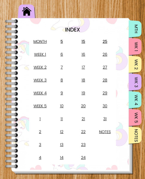 Undated Unicorm Monthly Digital Planner