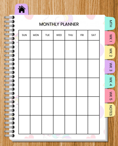 Undated Unicorm Monthly Digital Planner