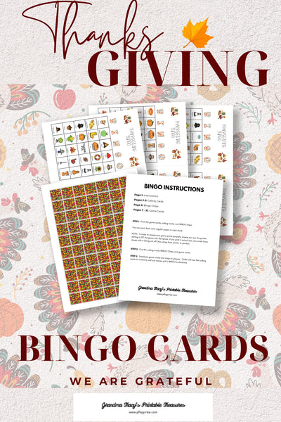 Fall Thanksgiving Bingo 2 cards per page