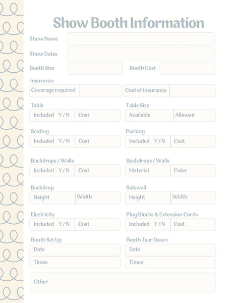 Vendor Show Planner and Tracker Binder