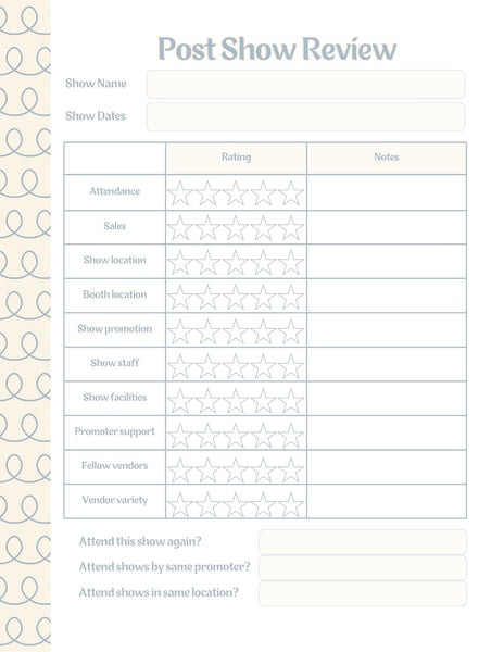 Vendor Show Planner and Tracker Binder